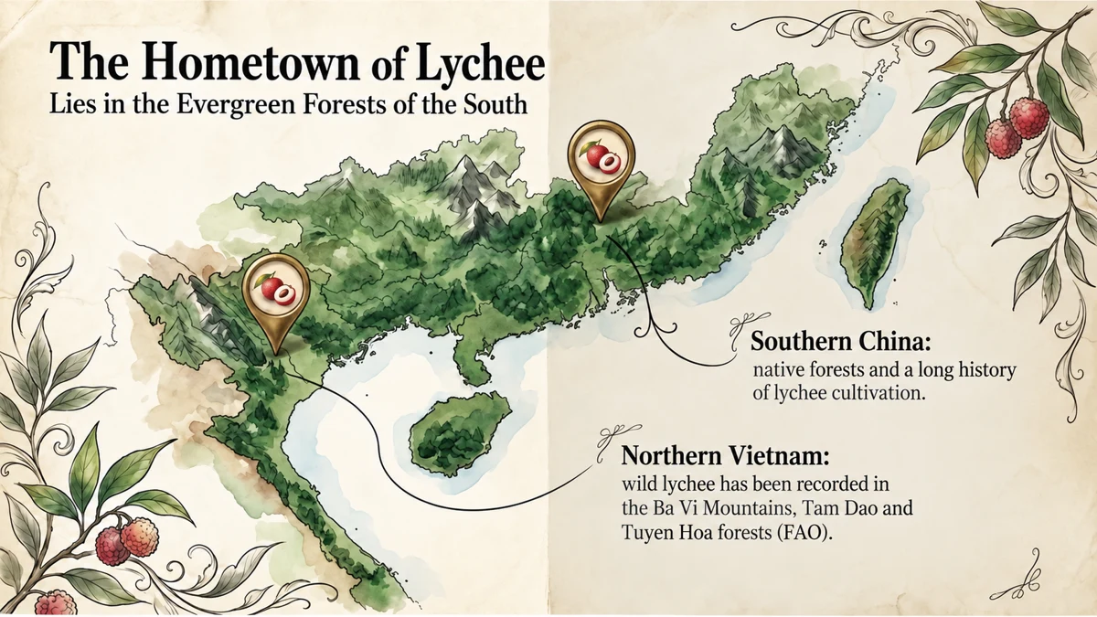 Southern China and northern Vietnam have documented native and wild lychee populations.