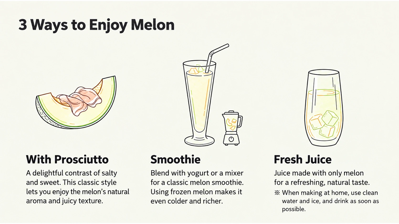 Serve melon plain or with cured ham, or blend it into a smoothie or juice