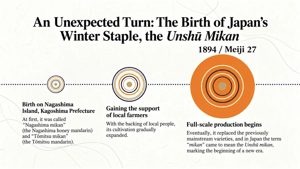 Late nineteenth-century expansion helped establish satsuma as a familiar Japanese winter fruit.