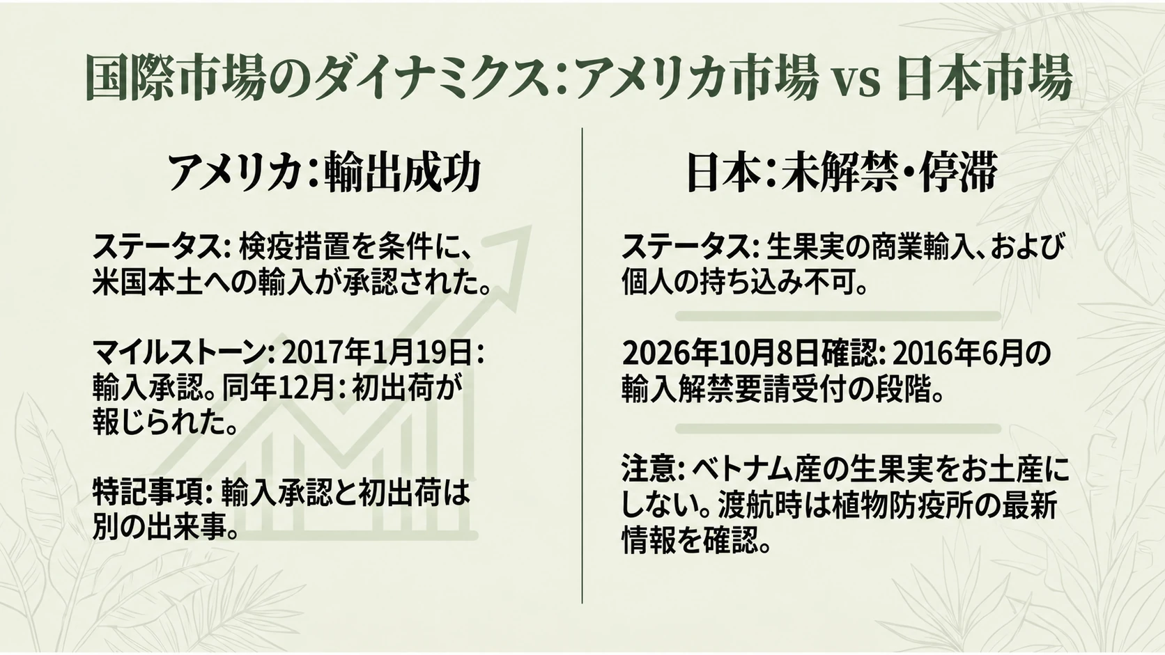 米国と日本の市場動向