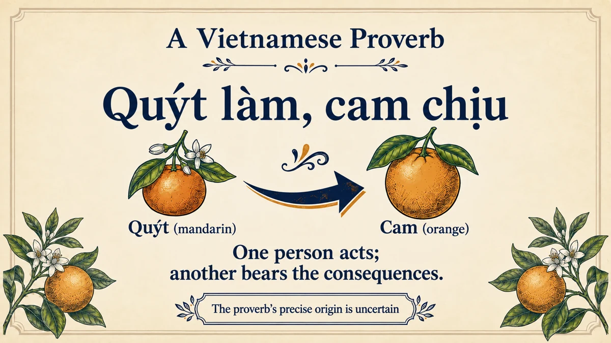 “Quýt làm, cam chịu”: one person acts, another bears the consequences.