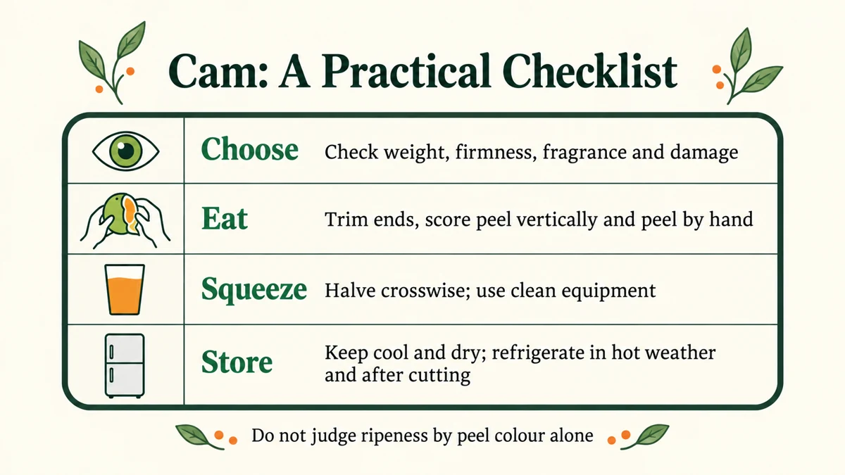 A practical Cam checklist for choosing, preparing, squeezing and storing.