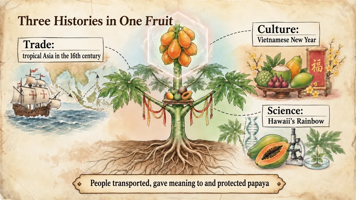 Maritime trade, Vietnamese New Year and Hawaiian research are three histories connected by papaya.