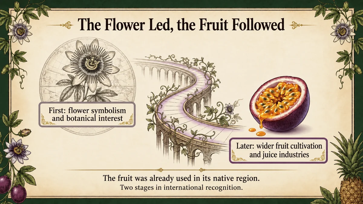 Flower symbolism and commercial fruit cultivation belong to different stages of international recognition.