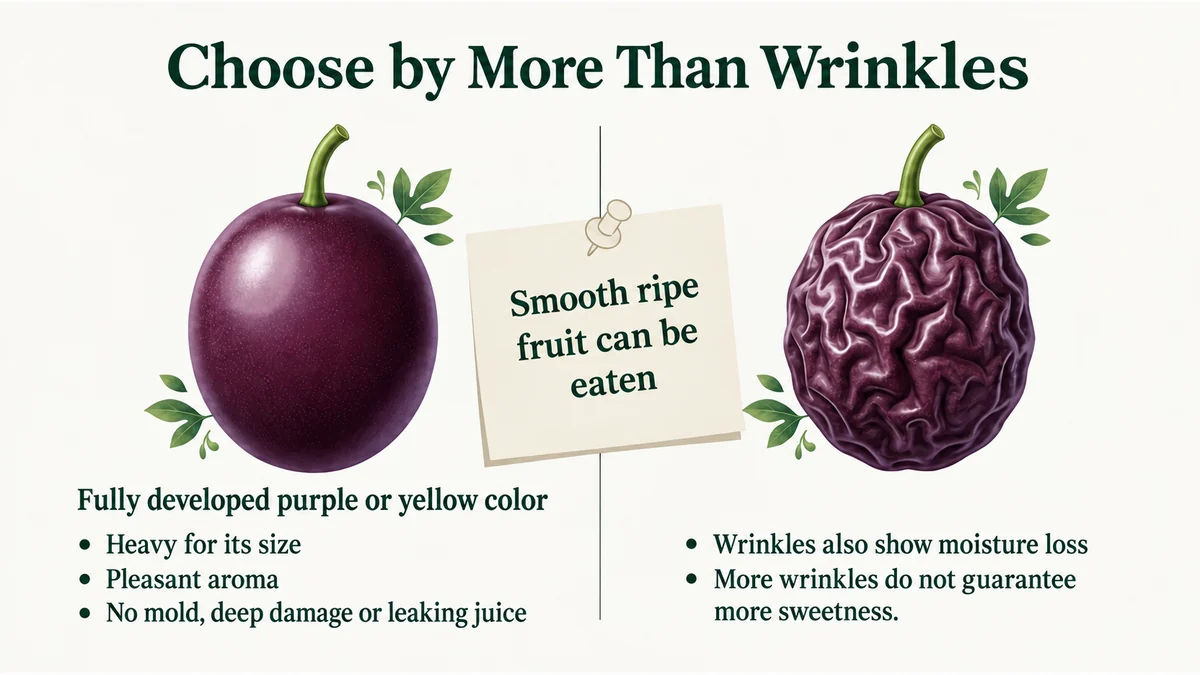 Judge wrinkles together with color, weight, aroma and signs of damage.