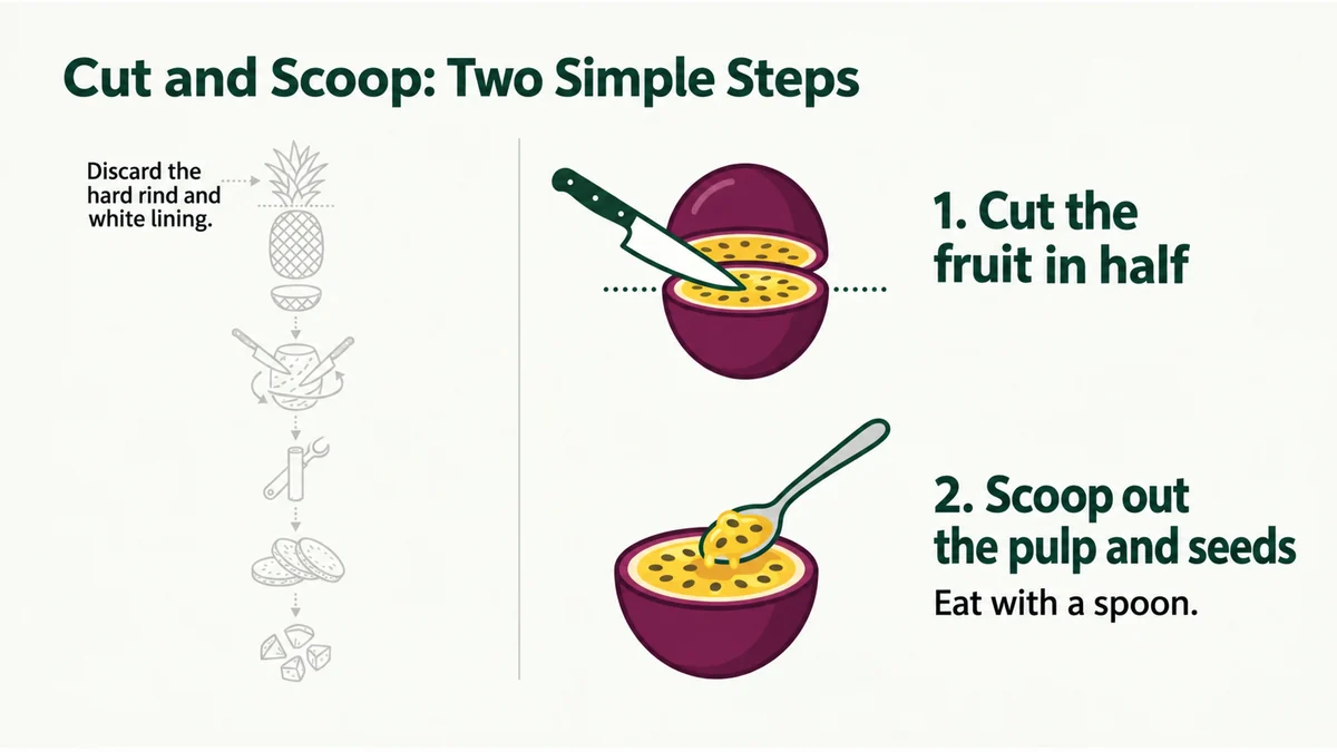 Two simple steps: cut in half and scoop out the middle.