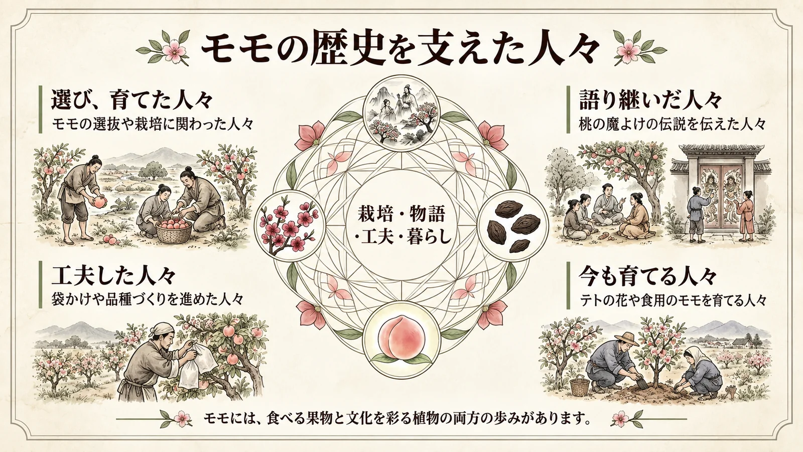 選び育てる、語り継ぐ、工夫する、今も育てる人々