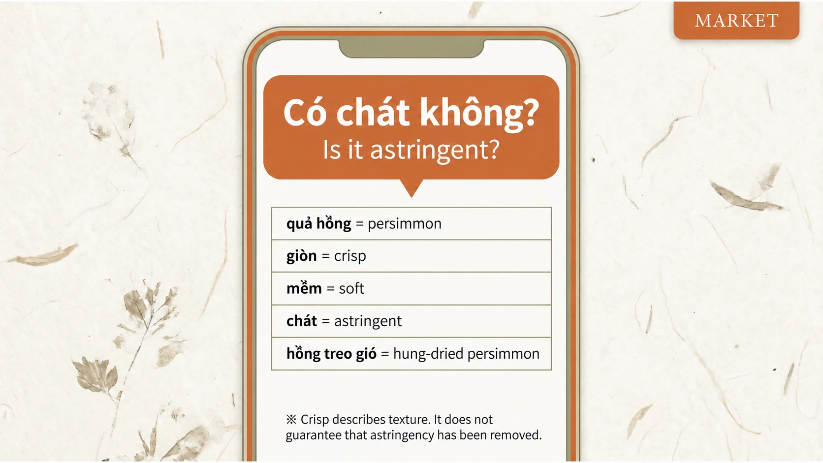 Useful Vietnamese shopping words. Giòn means crisp, not necessarily treated or ready to eat.