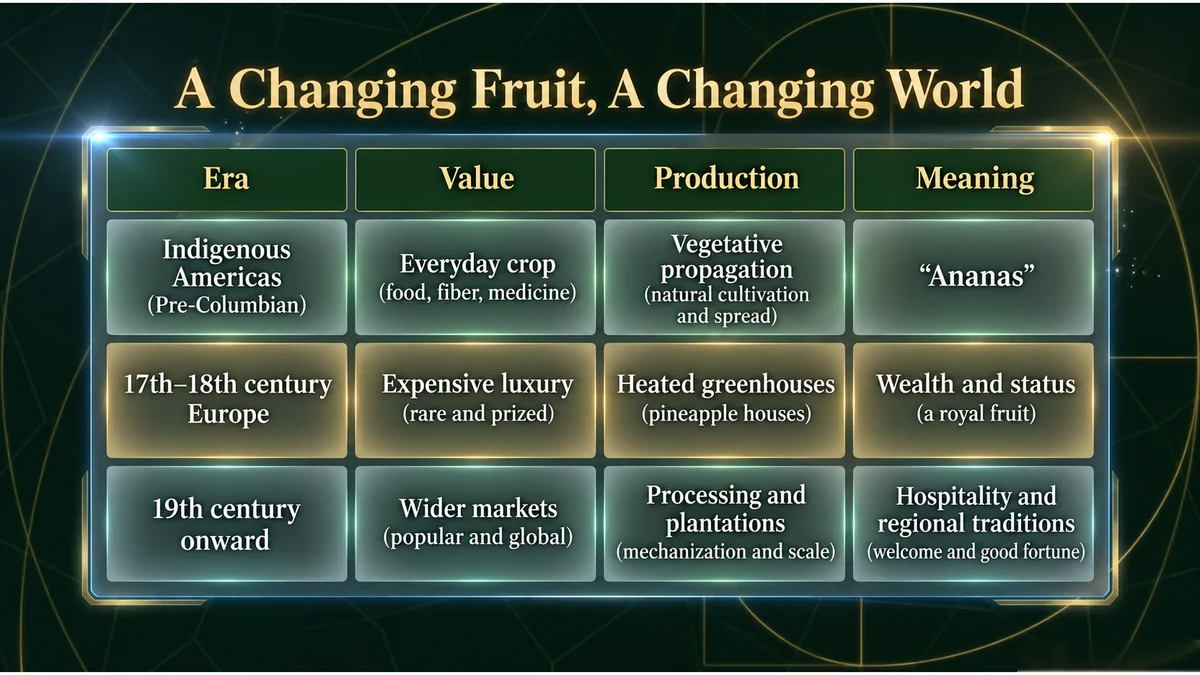 An overview of pineapple’s changing value, production and cultural meanings through different periods.
