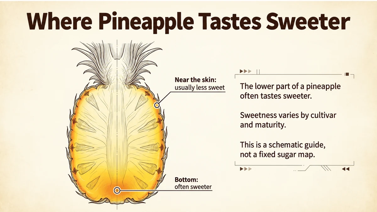 A schematic illustration of how sweetness may vary within a pineapple.