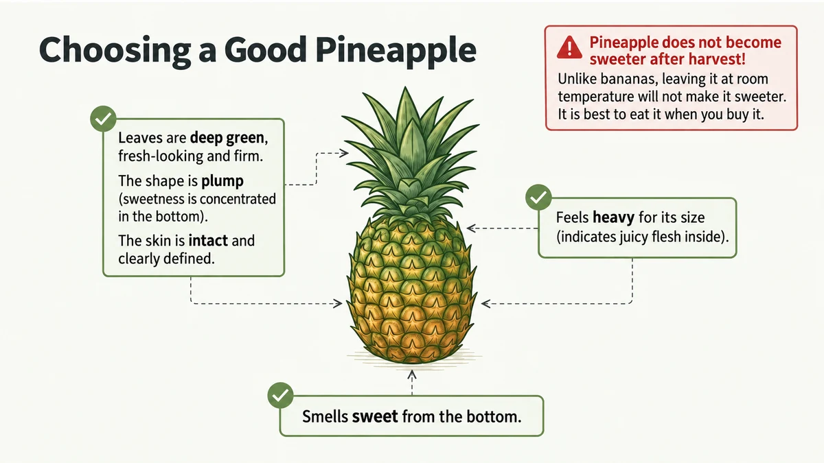 A checklist for choosing pineapple.