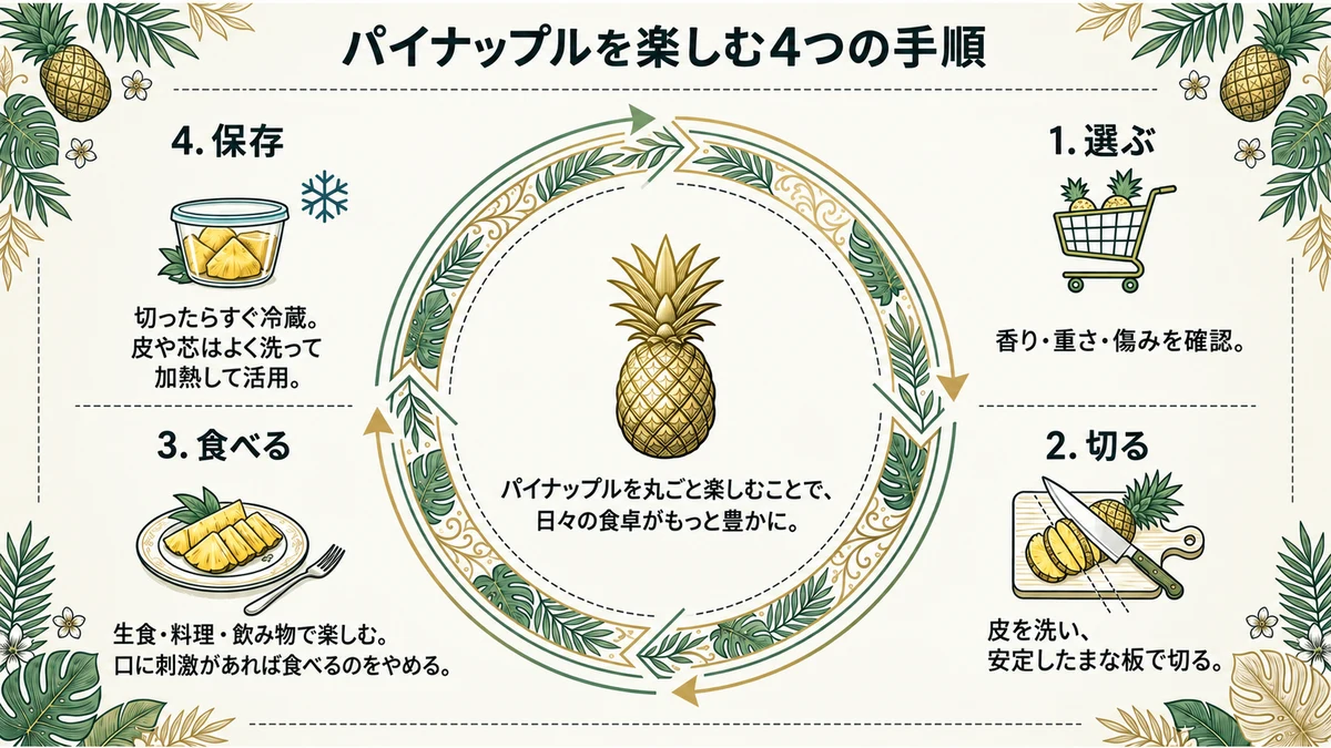 パイナップルの選び方から活用までの総まとめ。