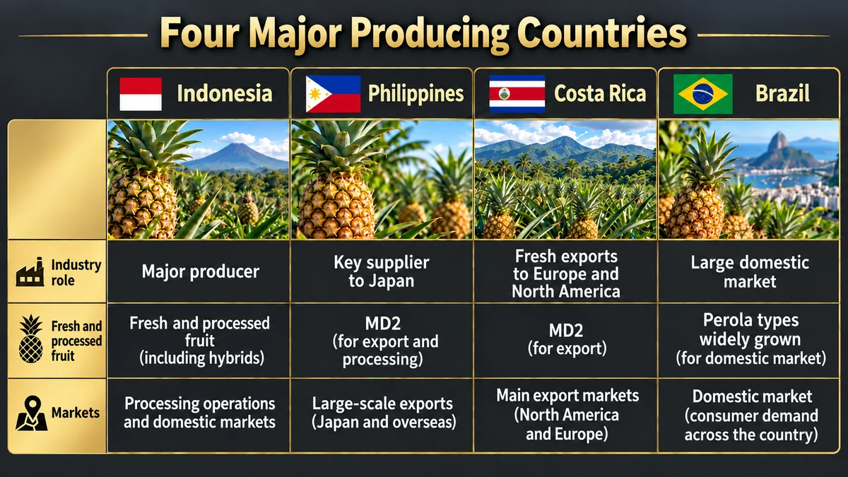 An overview of production, exports, varieties and markets in four major producing countries.