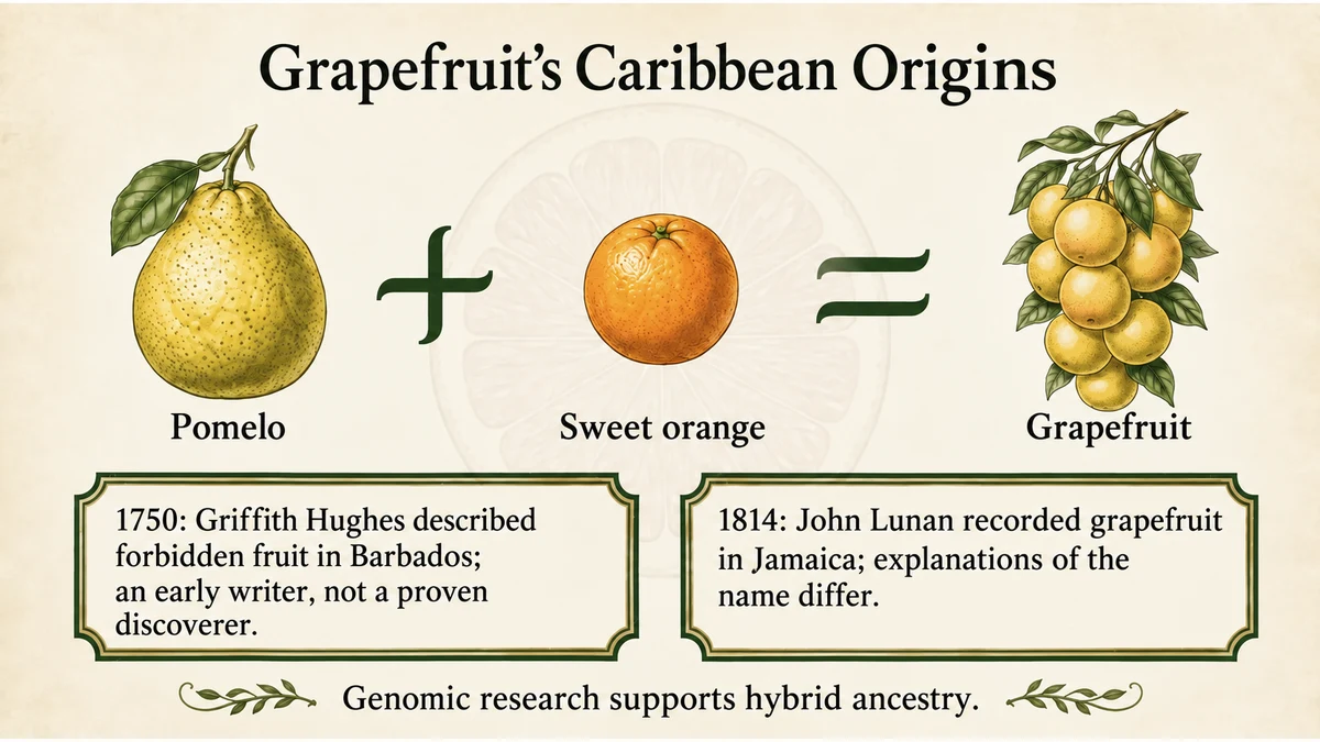 Grapefruit derives from a cross between pomelo and sweet orange.