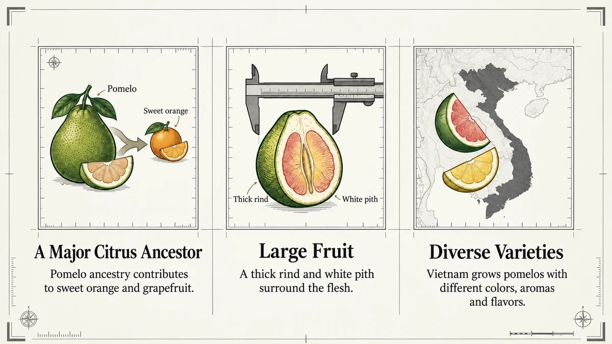 Pomelo is one of the major ancestral lineages behind many cultivated citrus fruits.
