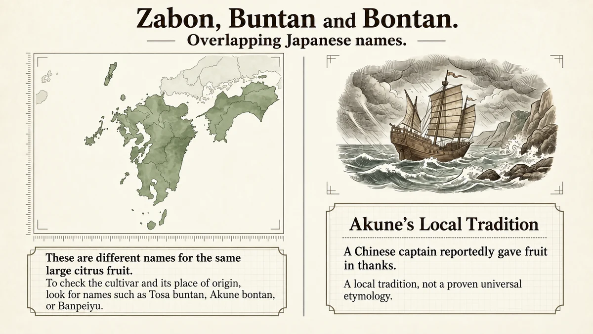 Zabon, buntan and bontan are overlapping Japanese names.