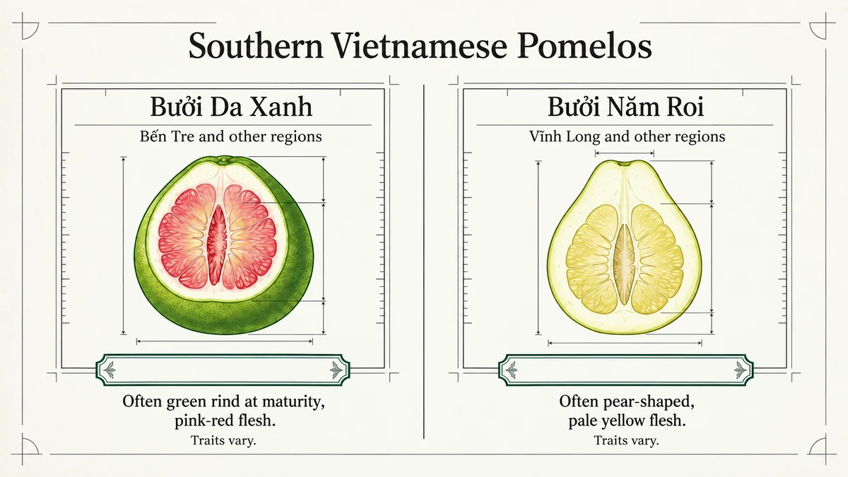 Southern Vietnam includes growing regions for Da Xanh and Năm Roi.