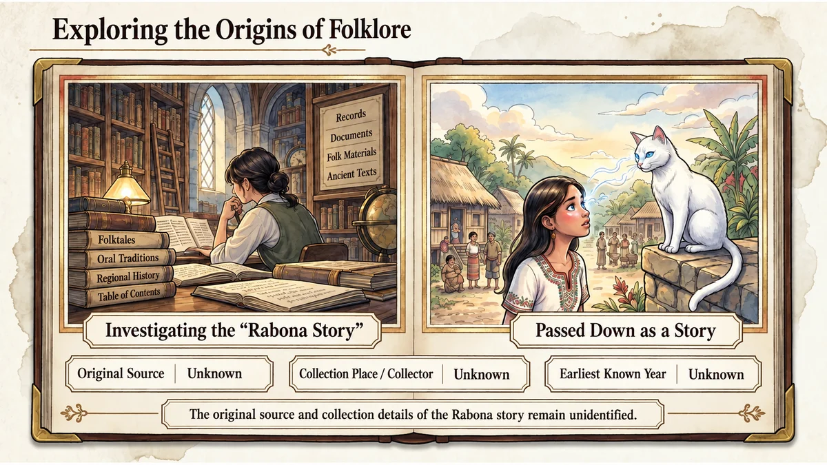 The original source and collection details of the Rabona story remain unidentified.