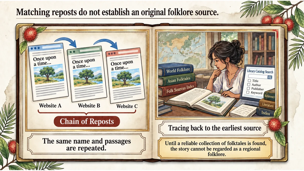 Matching reposts do not establish an original folklore source.