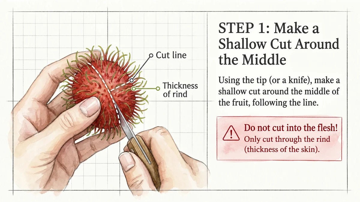 When using a knife, cut shallowly through the rind only.