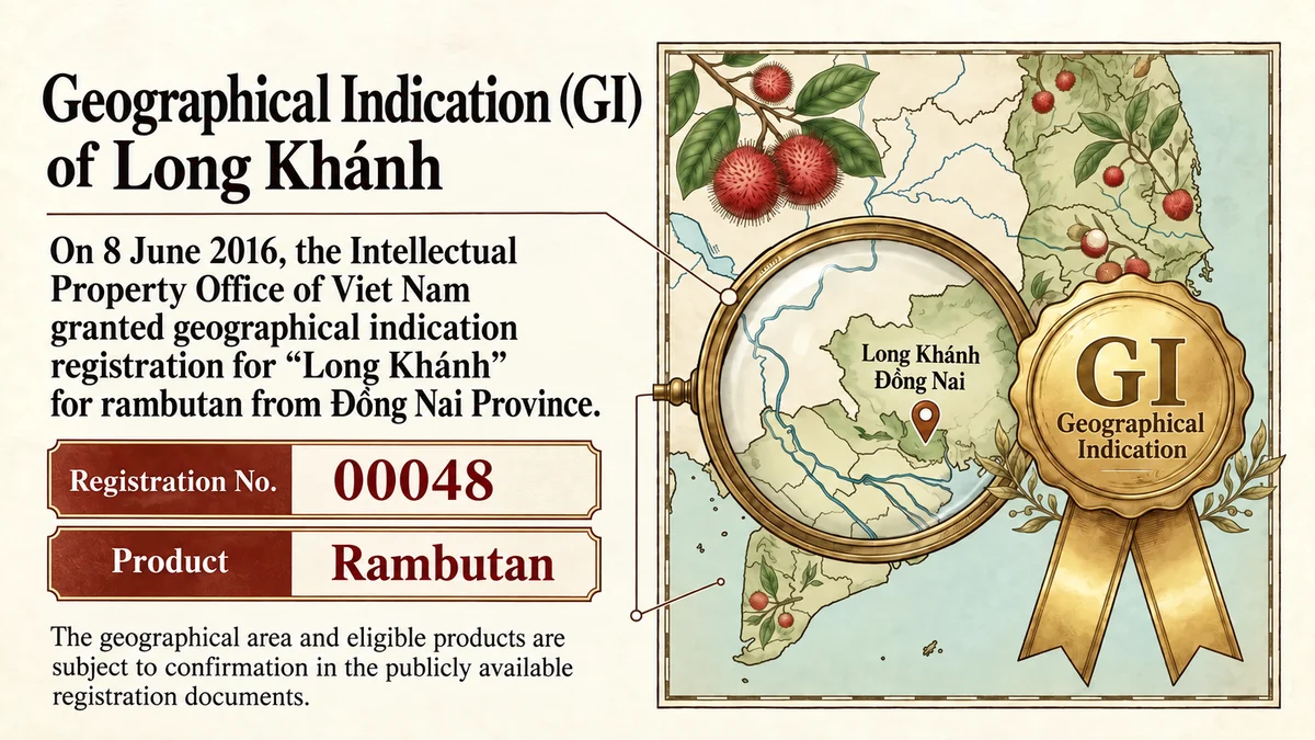Long Khánh rambutan received geographical indication registration on 8 June 2016.