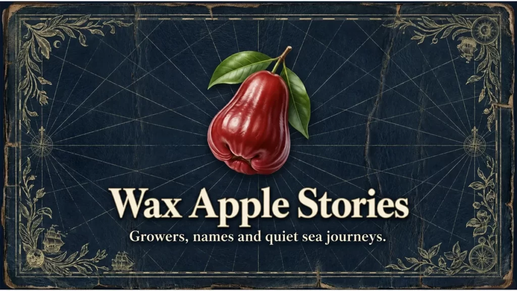 Wax Apple Stories cover with a red fruit and sea chart