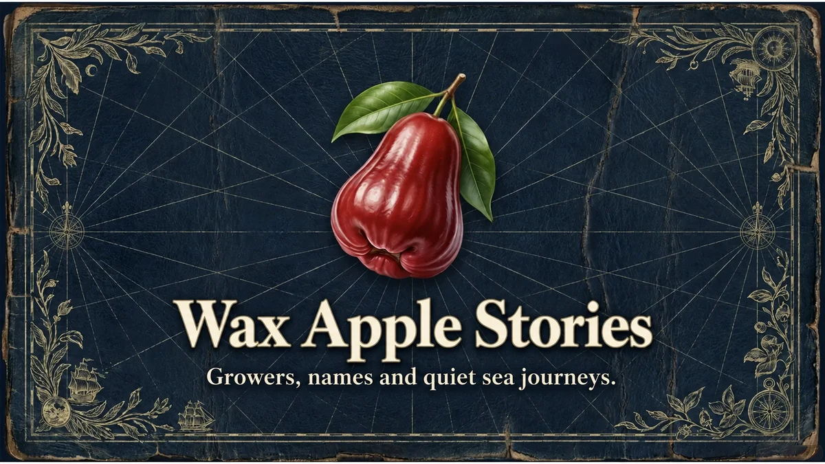 Wax Apple Stories cover with a red fruit and sea chart