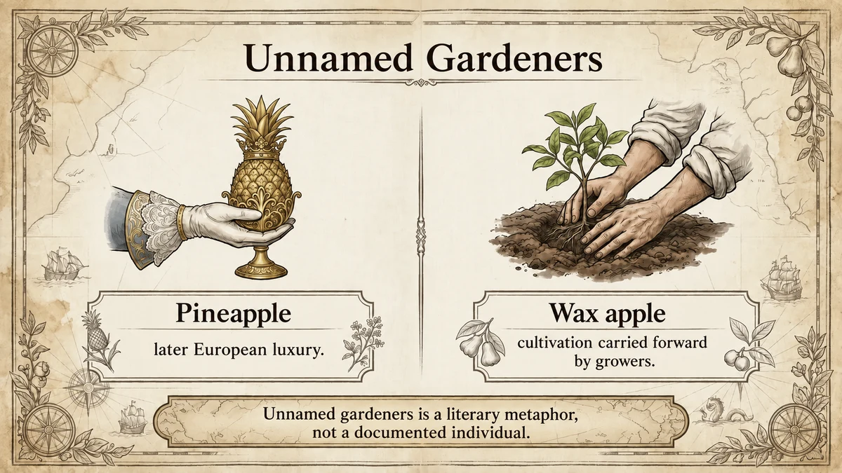 “Unnamed gardeners” is a metaphor for people whose cultivation work left no famous personal name.