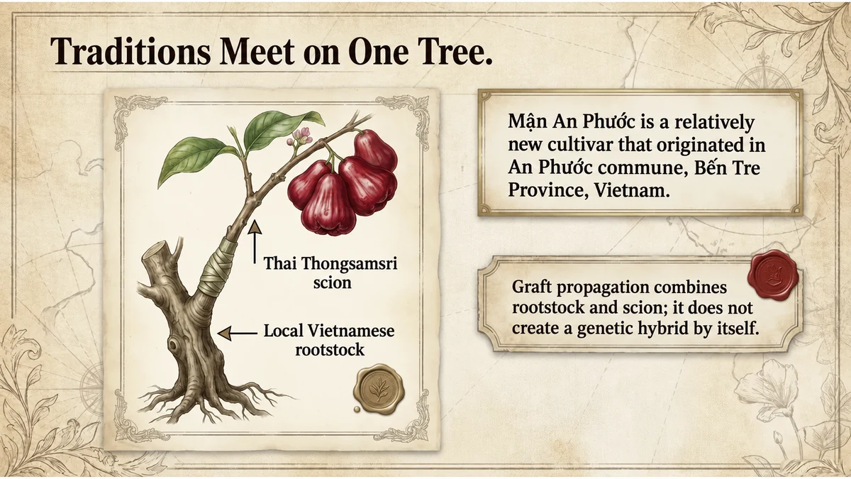 A Thai scion on local rootstock: a meeting of cultivation traditions, not proof of a genetic hybrid.