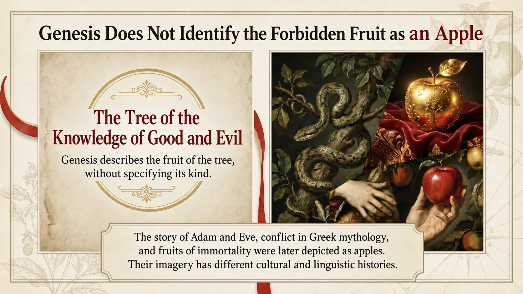 Forbidden-fruit imagery and the tree of the knowledge of good and evil