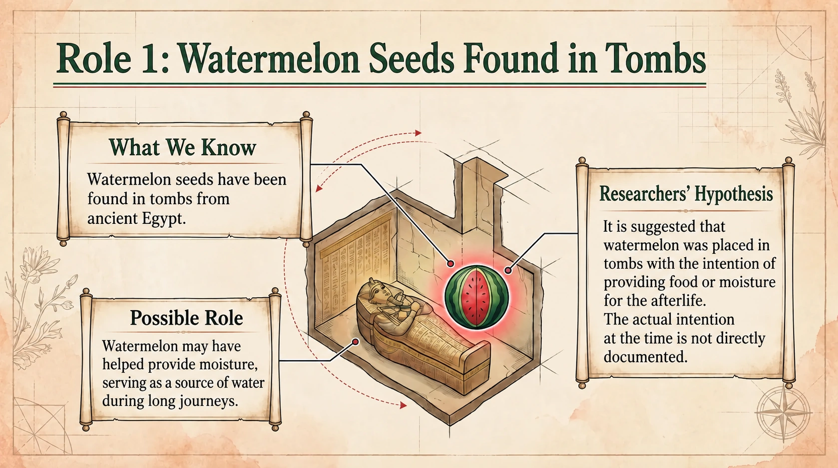 Archaeological findings distinguished from hypotheses about provisions for the afterlife.