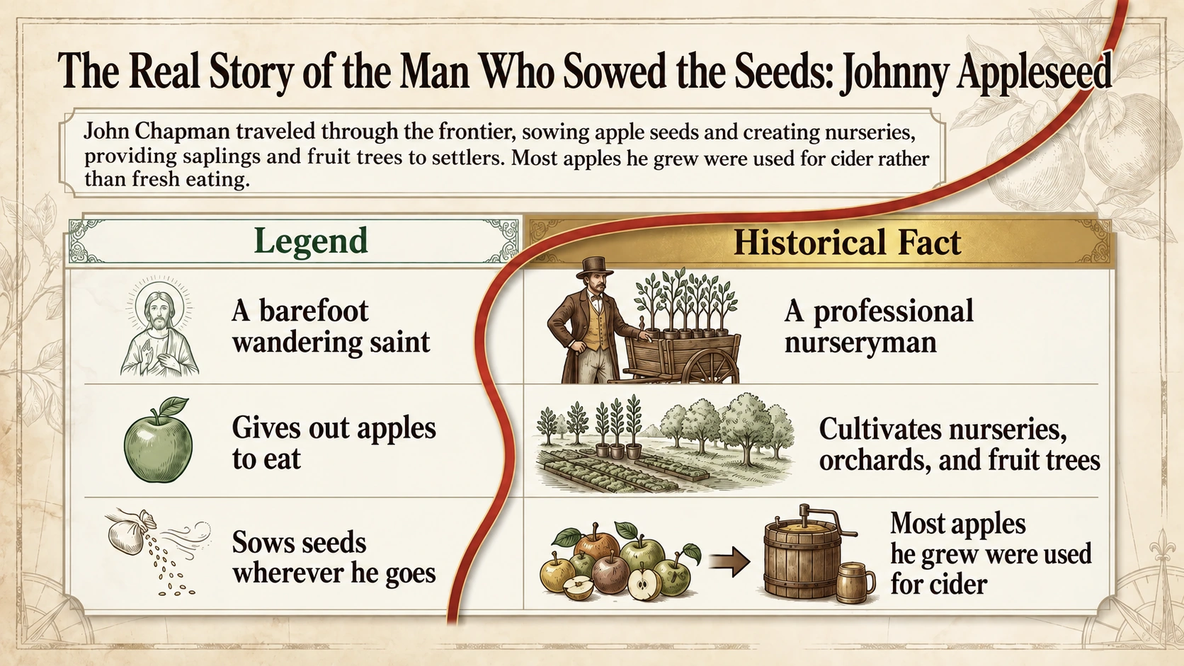 Johnny Appleseed: legend compared with the historical nursery business