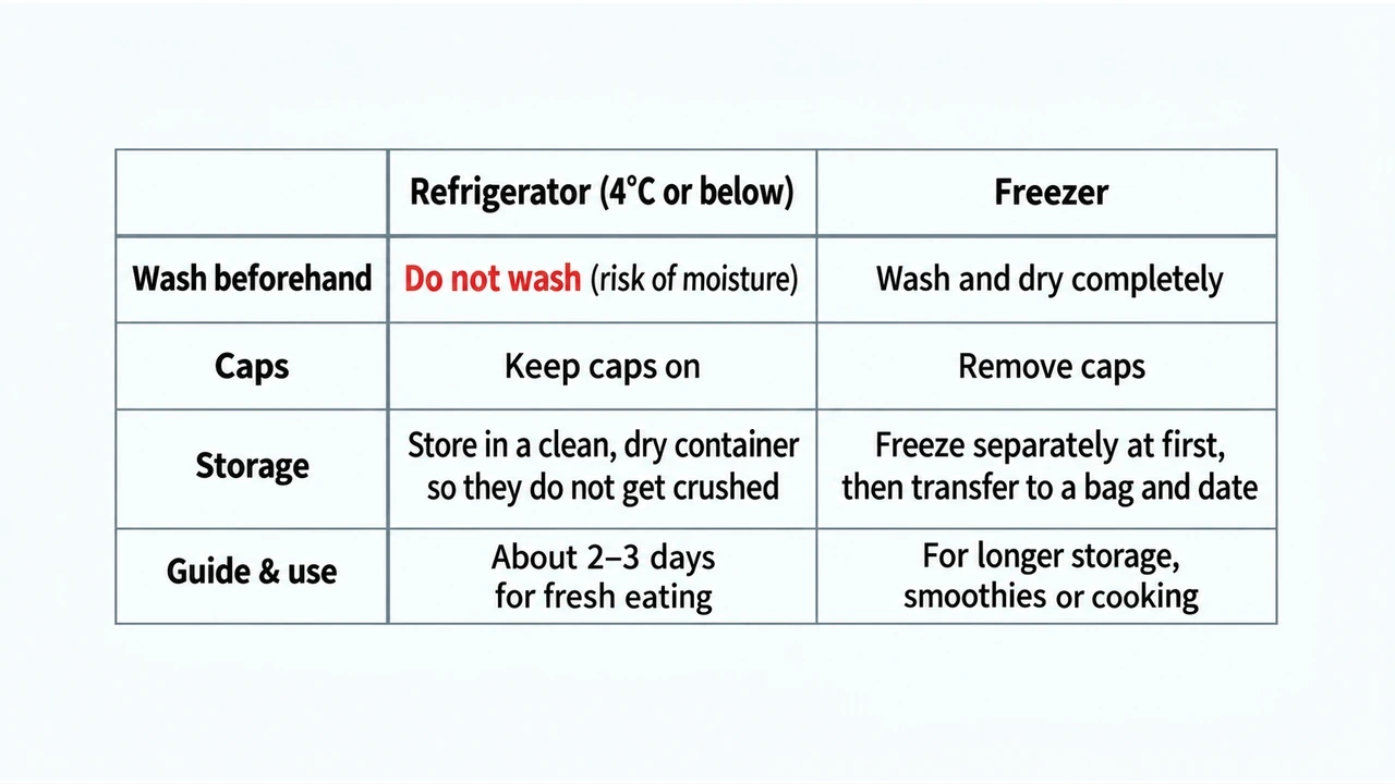 Different preparation for refrigerated and frozen strawberries