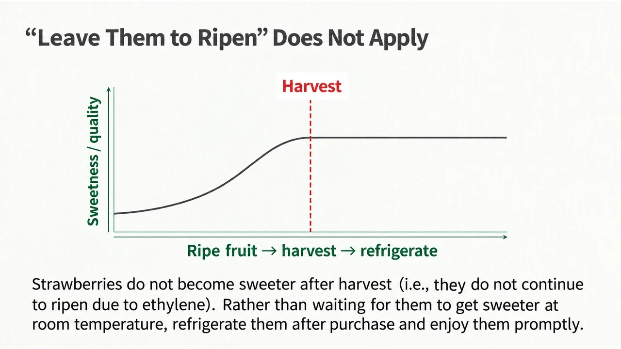 Strawberries do not become sweeter through postharvest ripening