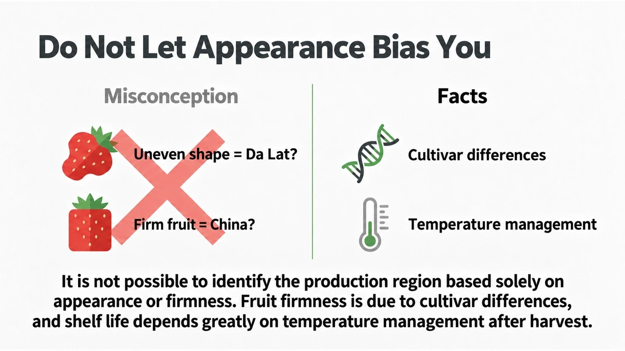 Why shape and firmness cannot prove where strawberries were grown