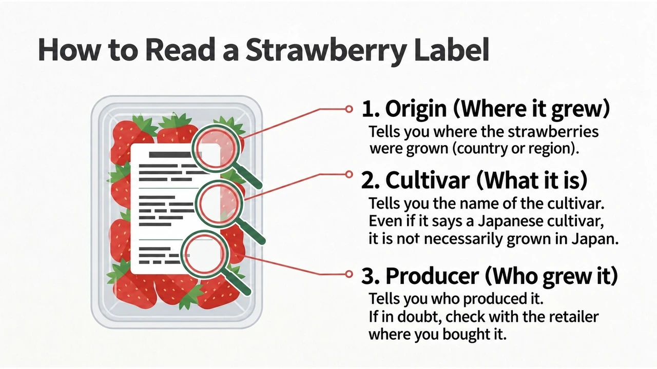 Three questions for reading a strawberry label: origin, cultivar and producer