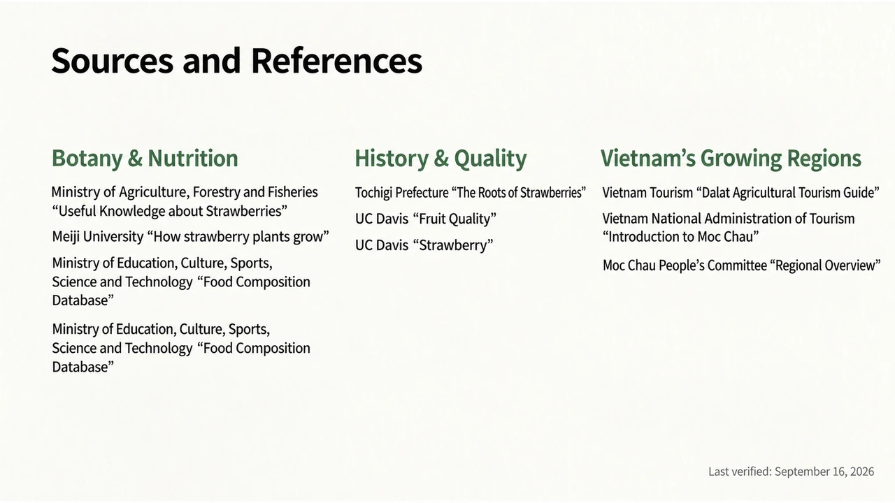 Source groups for strawberry botany, nutrition, history and Vietnamese growing regions