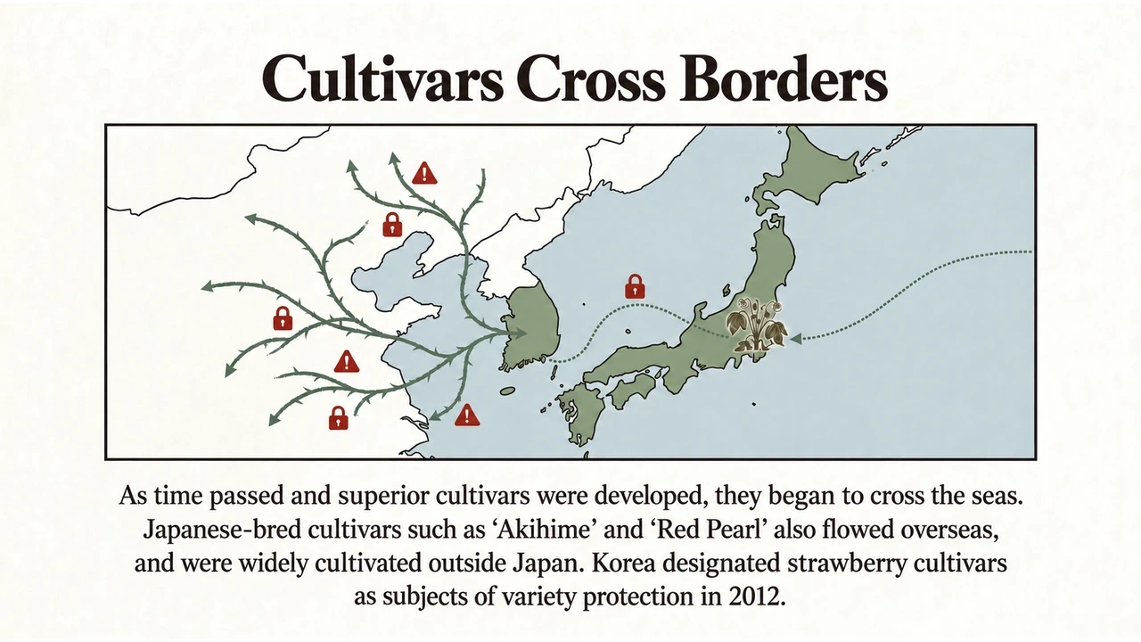 Japanese strawberry cultivars, overseas use and plant variety protection