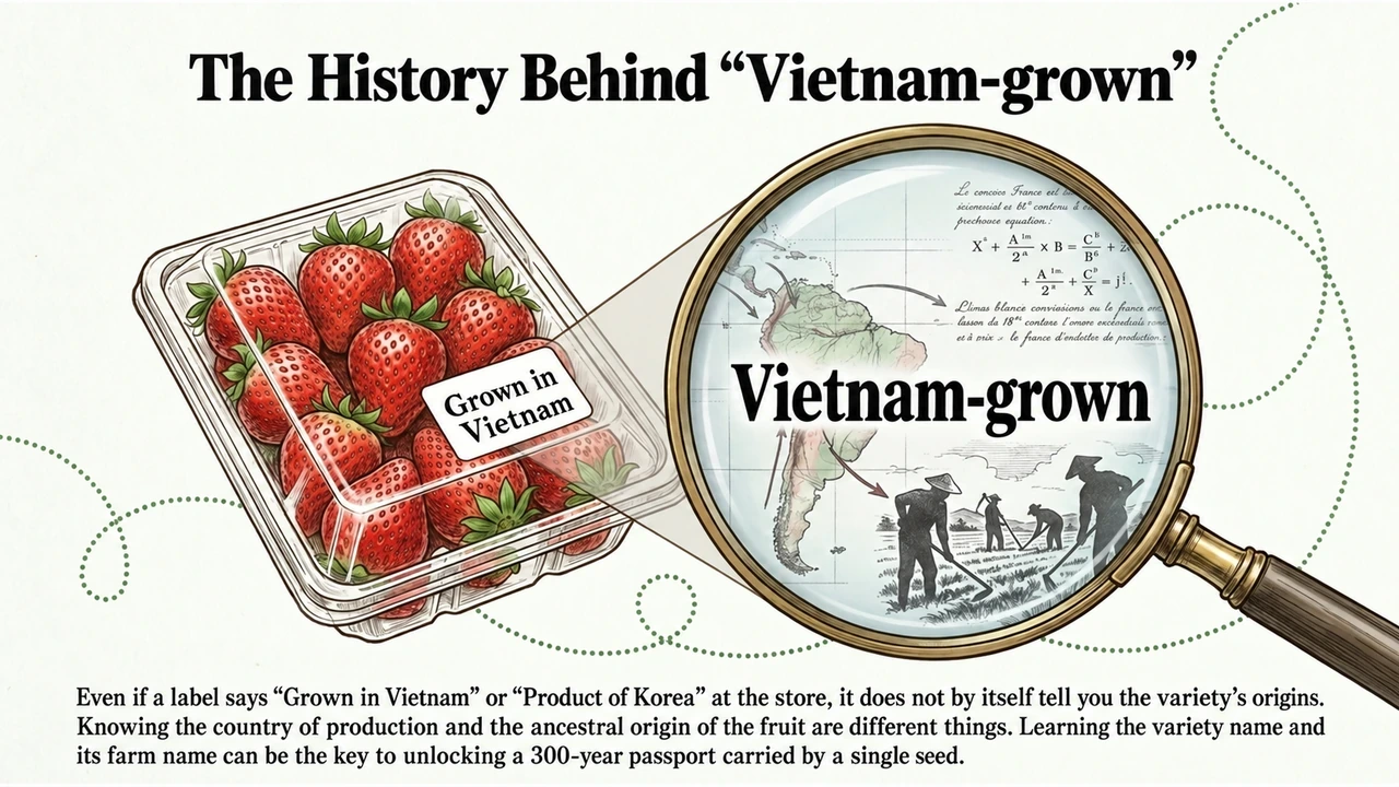 A country-of-origin label does not reveal the full ancestry of a strawberry cultivar