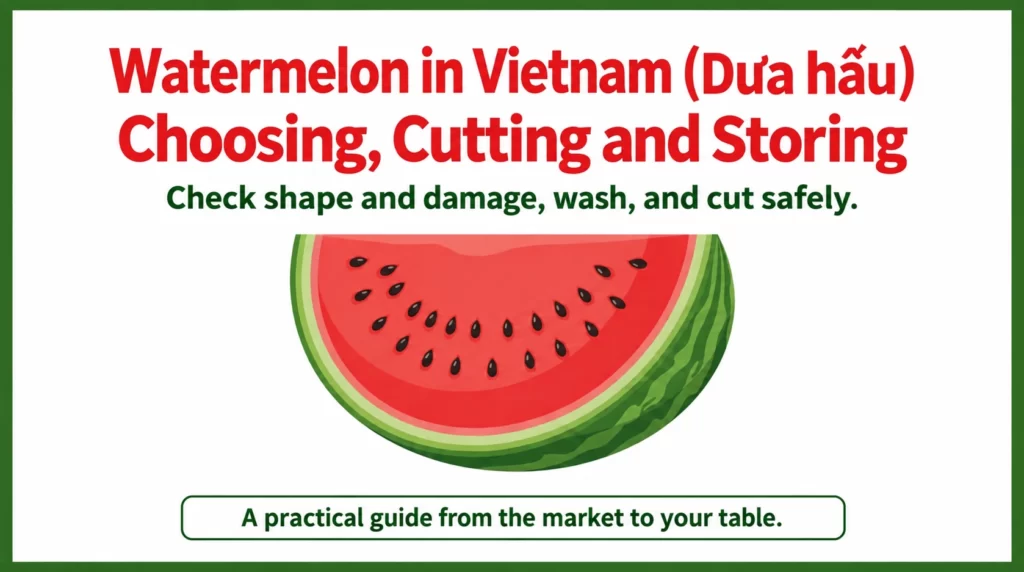 Watermelon in Vietnam: choosing, cutting and storing, from market to table.