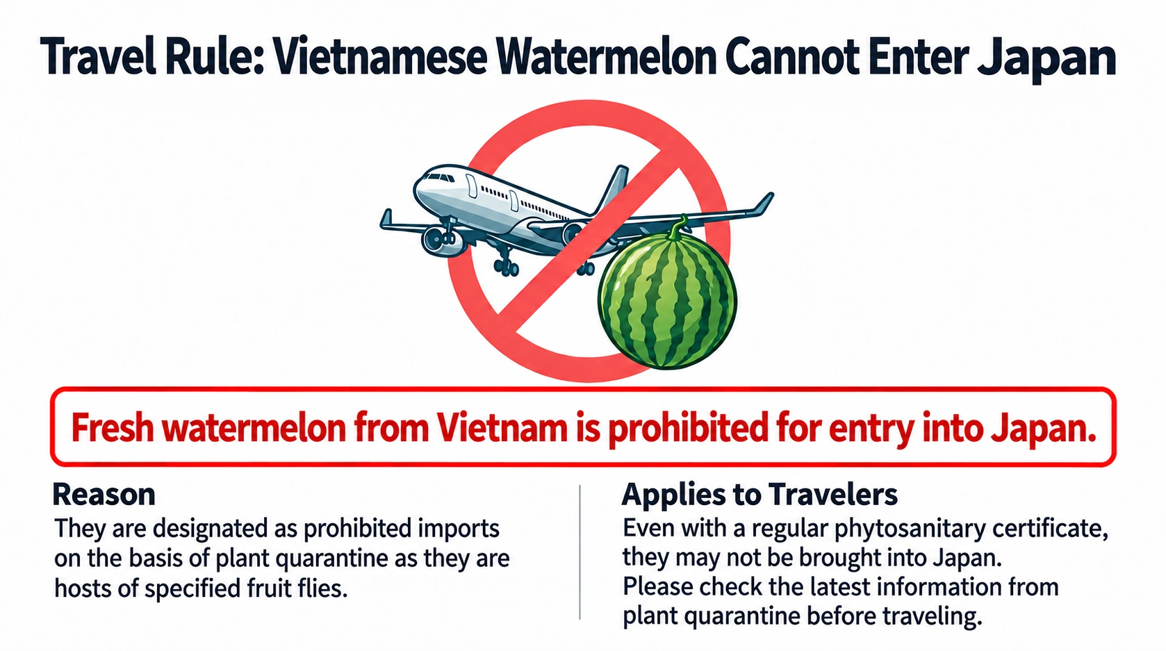 Japan’s traveler rule: fresh Vietnamese watermelon cannot be brought into the country.