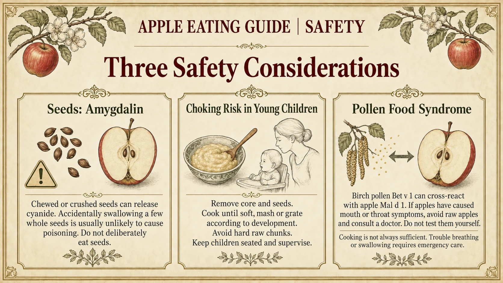 Apple safety: seeds, choking in young children and pollen-related allergy