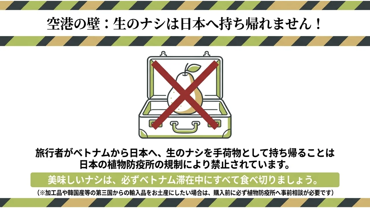ベトナムから日本への生のナシの手荷物持ち込みを禁止する案内