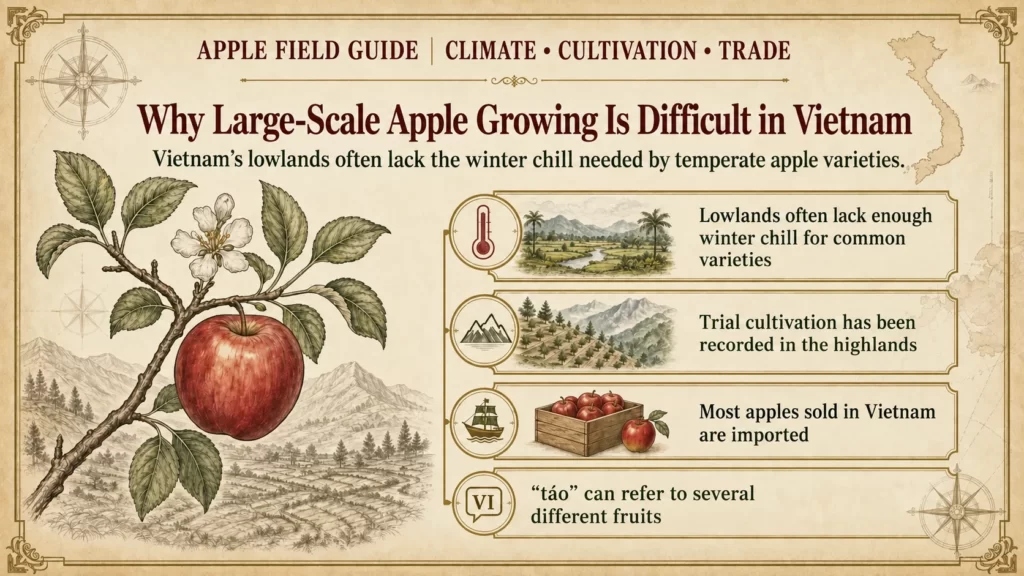 Apple field guide cover: winter chill, highland trials, imports and Vietnamese names